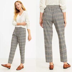 LOFT Plaid Brown White Shimmer Pleated Dress Pants